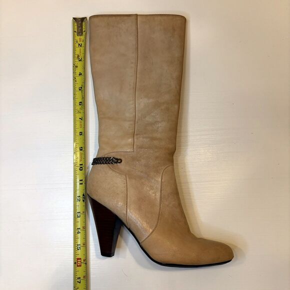 Caressa Women's Brown‎ Cream Leather Heeled Side Zip Boots US Size 6.5 M - Picture 9 of 13